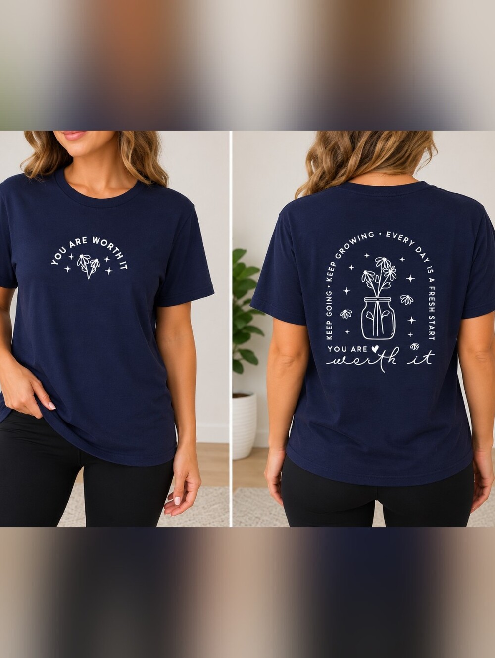 Gildan Navy Softstyle T‑Shirt with White Label Print